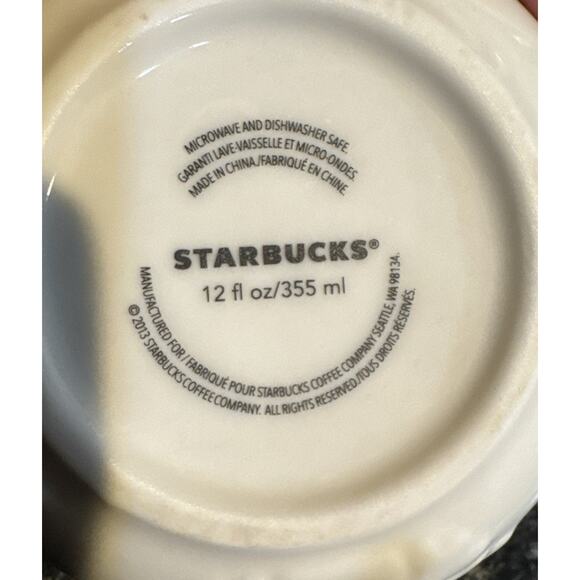 Starbucks 2013 Coffee Cup Mugs Small White Ceramic 12 Fl oz Casi Cielo Set 2 Lot - Picture 4 of 9